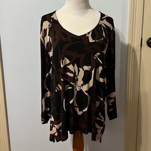 Chico's Black and Brown Abstract Top